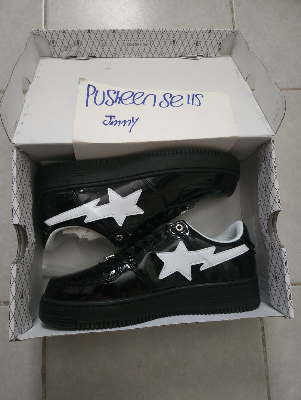 Bapesta Shoes Black and white glossy